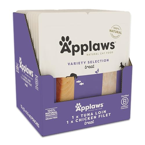 Applaws Natural Cat Treats, 12 Count, Grain Free Cat Treats, Single Ingredient Treats for Cats, Whole Tuna Loin, 12 x 1.06oz