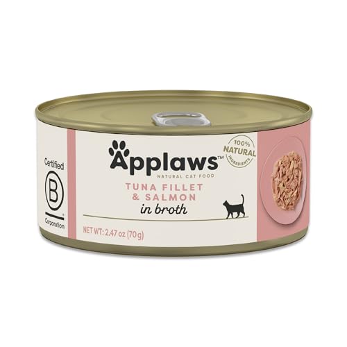 Applaws Natural Wet Cat Food, 24 Count, Limited Ingredient Canned Wet Cat Food, Tuna with Shrimp in Broth, 2.47oz Cans