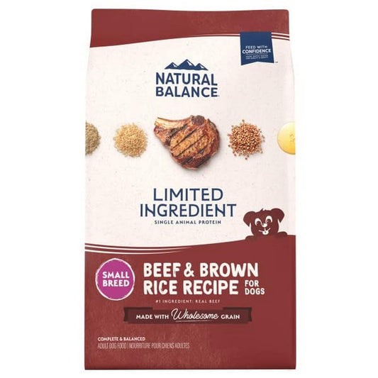 Natural Balance Limited Ingredient Small-Breed Adult Dry Dog Food with Healthy Grains, Beef & Brown Rice, 4 Pound (Pack of 1)