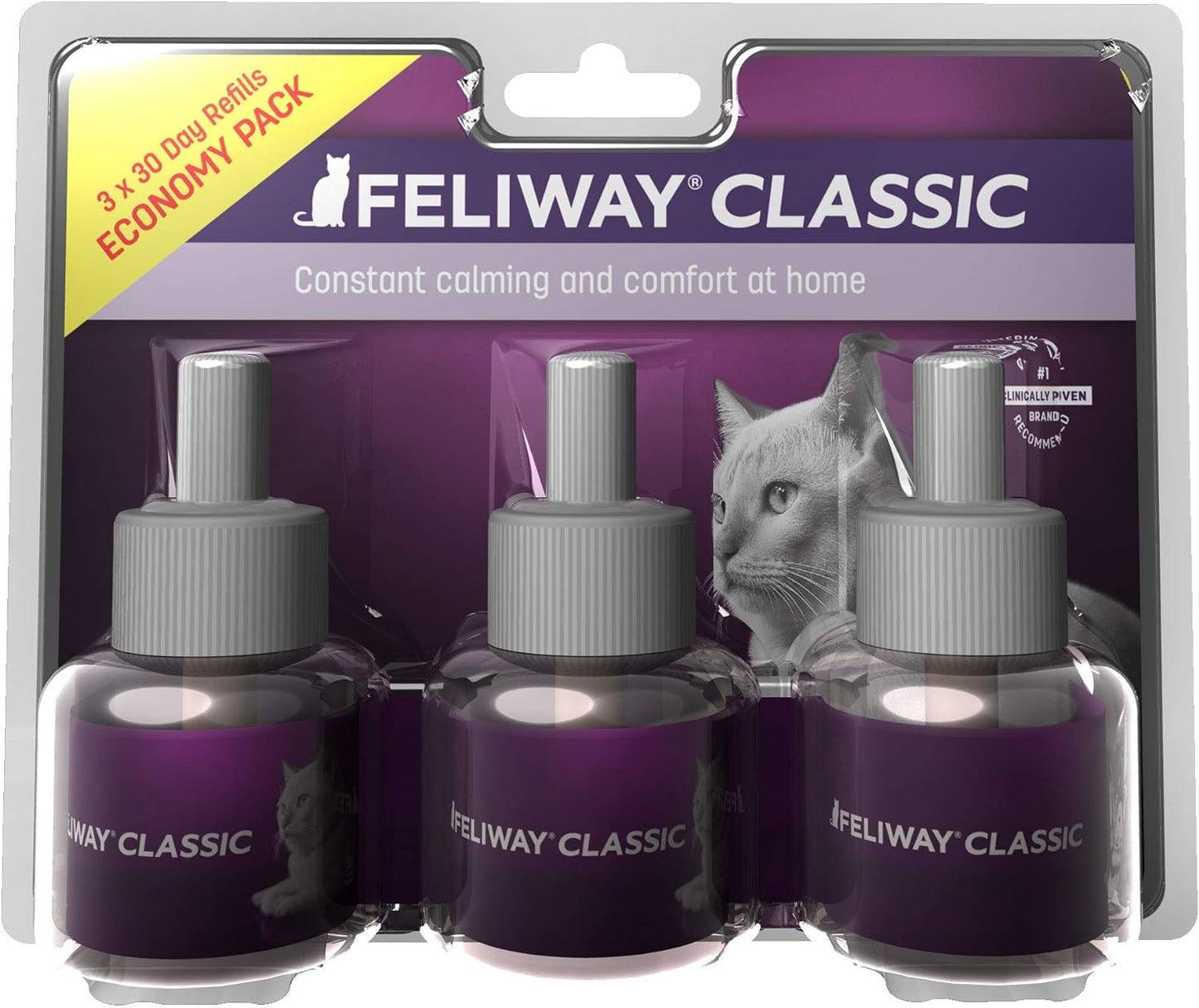 Feliway Classic Calming Diffuser Refill (3 Pack, 48 ml) | Reduce Problem, Scratching, Spraying, and Fighting | Constant Calm & Comfort At Home