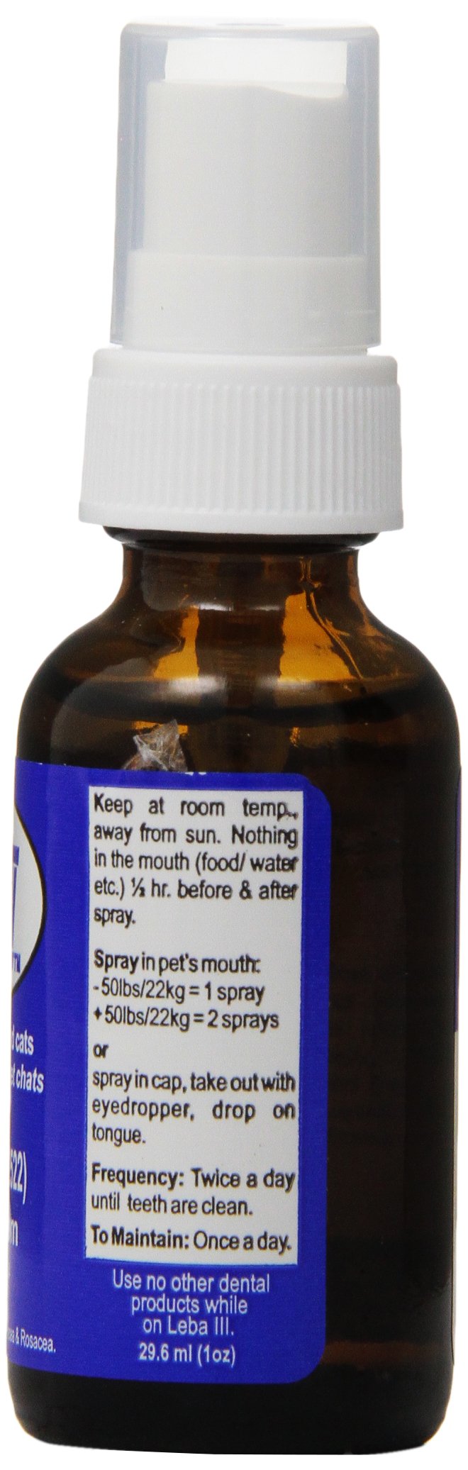 Leba III - 100% Natural and Herbal Dog and Cat Dental Spray - Best to Keep Your Pets Teeth Clean, Gums Healthy and Their Breath Fresh - Removes Build Up - Dog Dental Spray - Cat Dental Spray