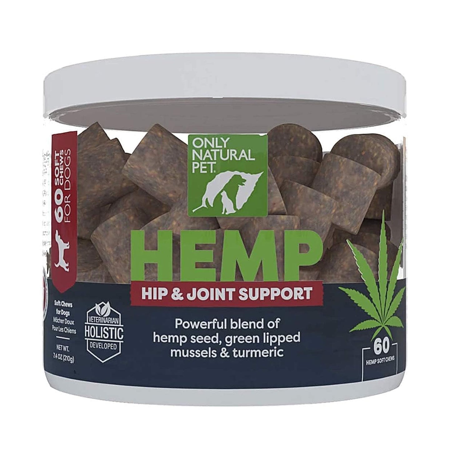 Only Natural Pet Hemp Hip & Joint Support for Dogs - Supplement for Mobility Wellness Pain Relief Healthy Inflammatory & Bone Stiffness - Chews w/Fatty Acid Blend Mussels & Turmeric - 120 Count