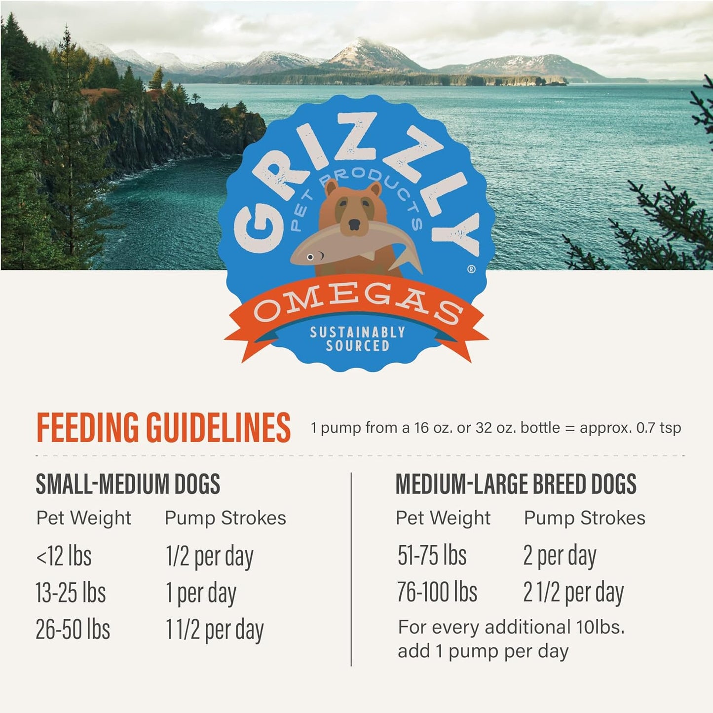 Grizzly Wild Alaskan Salmon Oil Dog Food Supplement Omega 3 Fatty Acids, 16 oz