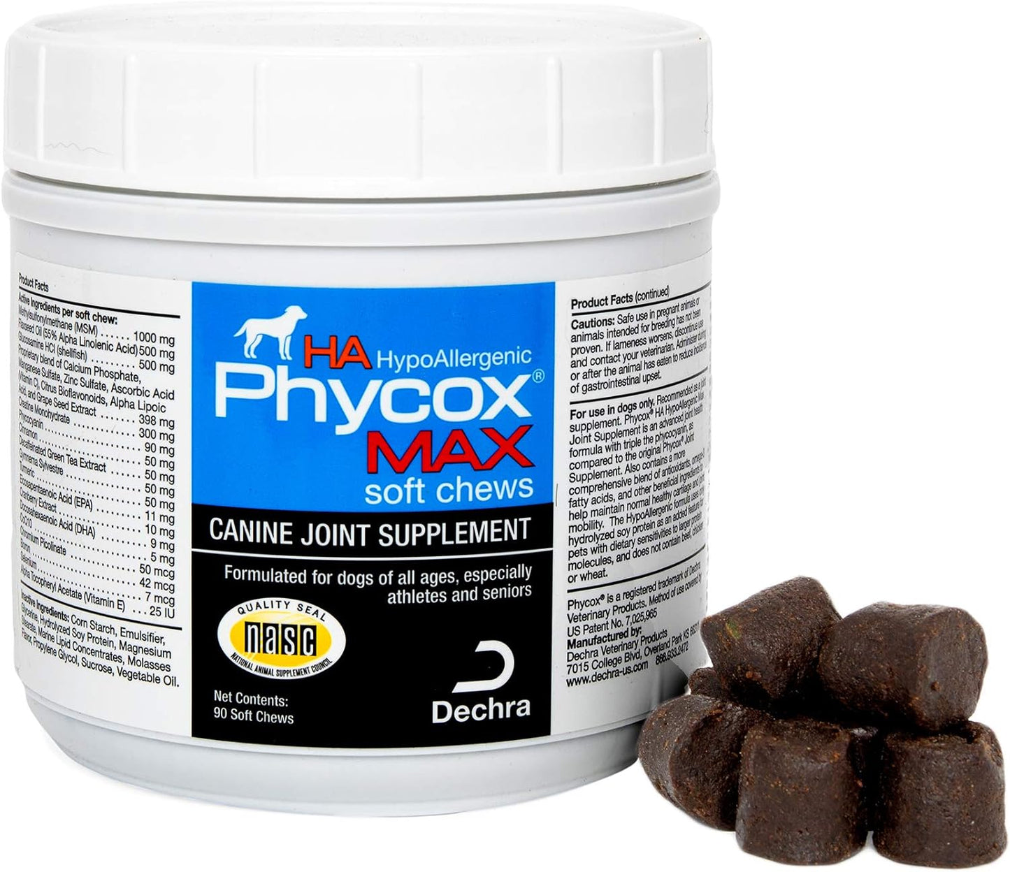 DechraSupply Phycox MAX Hypoallergenic (HA) Soft Chews, Joint Supplement for Dogs (90ct)