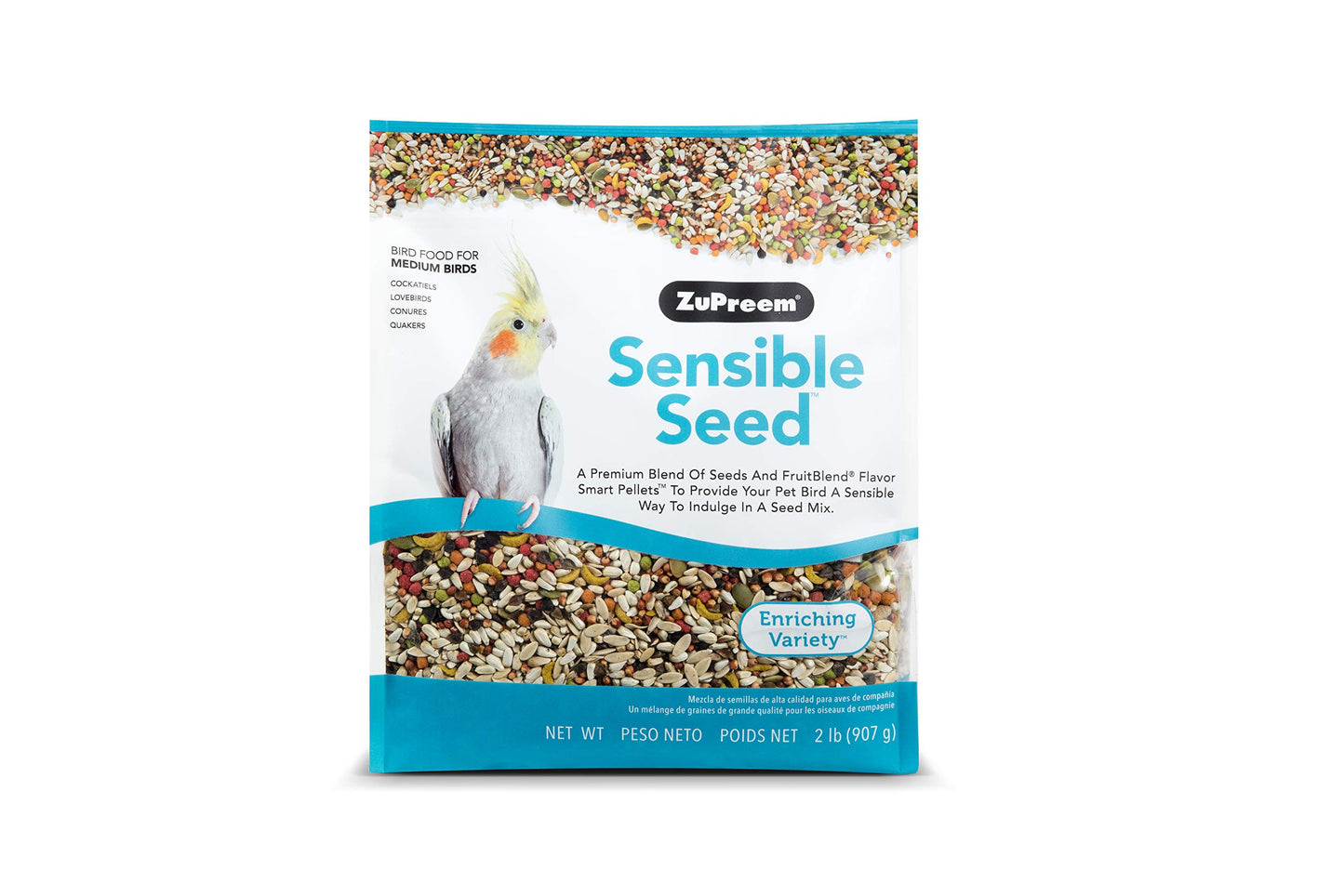 ZuPreem Smart Selects Bird Food for Medium Birds, 2.5 lb (Pack of 2) - Everyday Feeding, Cockatiels, Quakers, Lovebirds, Small Conures