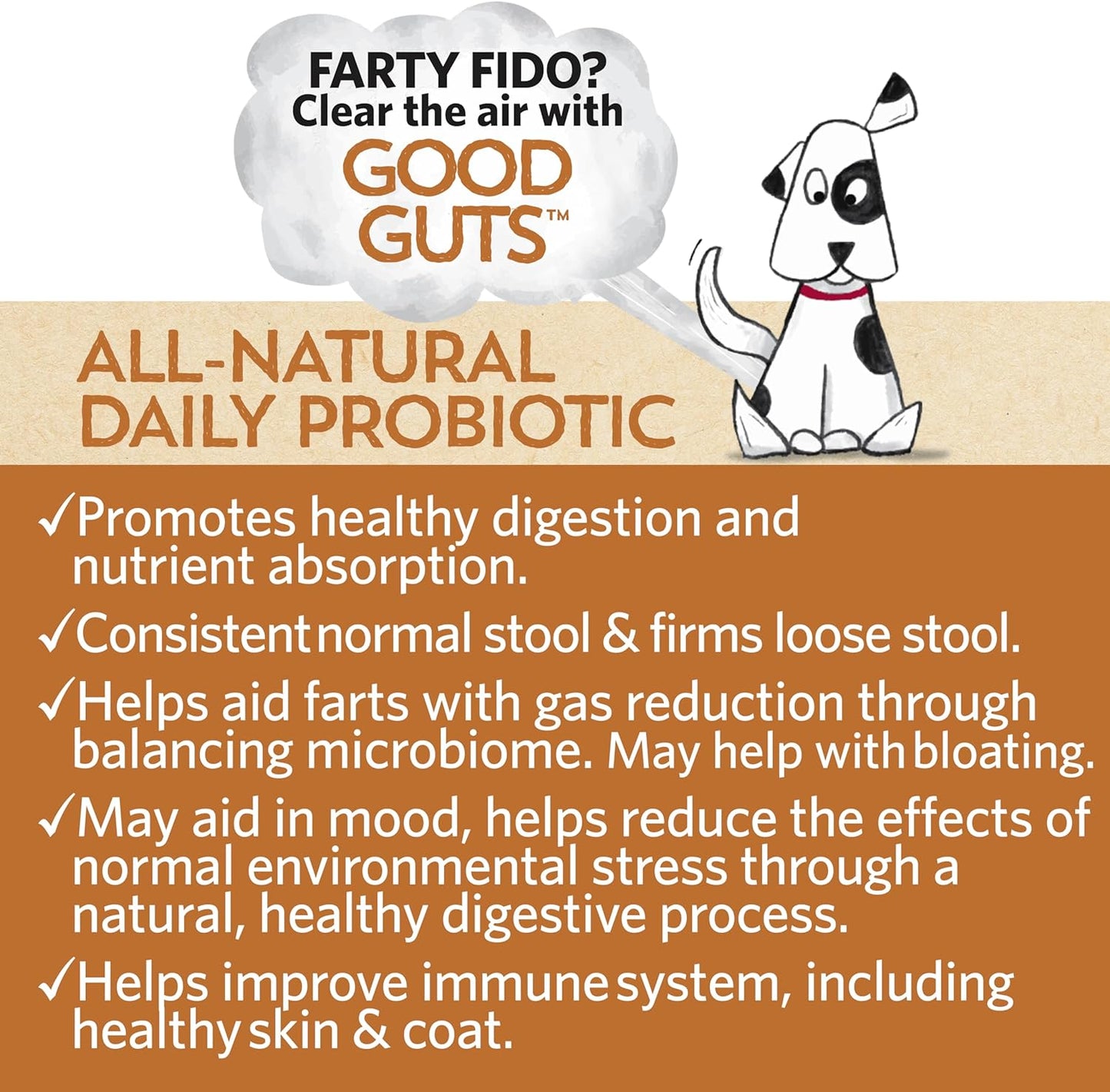 Fidobiotics Good Guts for Big Mutts Probiotic for Dogs, 12 Billion CFUs, 11 Strains, 5 Digestive Enzymes, 2 Prebiotics, Digestive Gut Health for Dogs, Adult & Puppy Probiotics Supplements (20 Days)