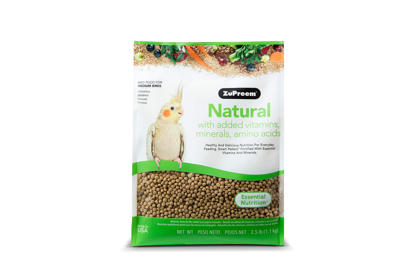 ZuPreem Smart Selects Bird Food for Medium Birds, 2.5 lb (Pack of 2) - Everyday Feeding, Cockatiels, Quakers, Lovebirds, Small Conures