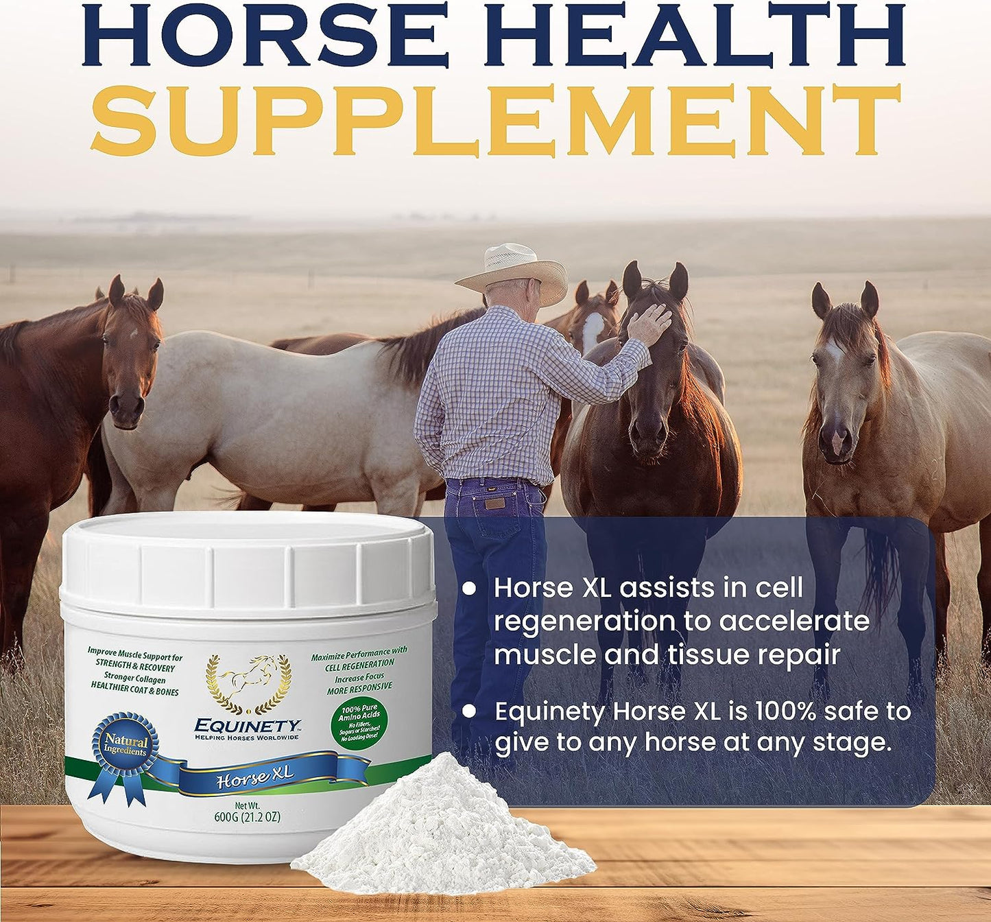 100 Day Supply Horse XL Horse Supplements – W/ 8 Essential Amino Acids to Promote Cellular Repair - No Soy, Sugar & Fillers Coat Defense for Horses - Horse Joint Supplement & Horse Hoof Supplements