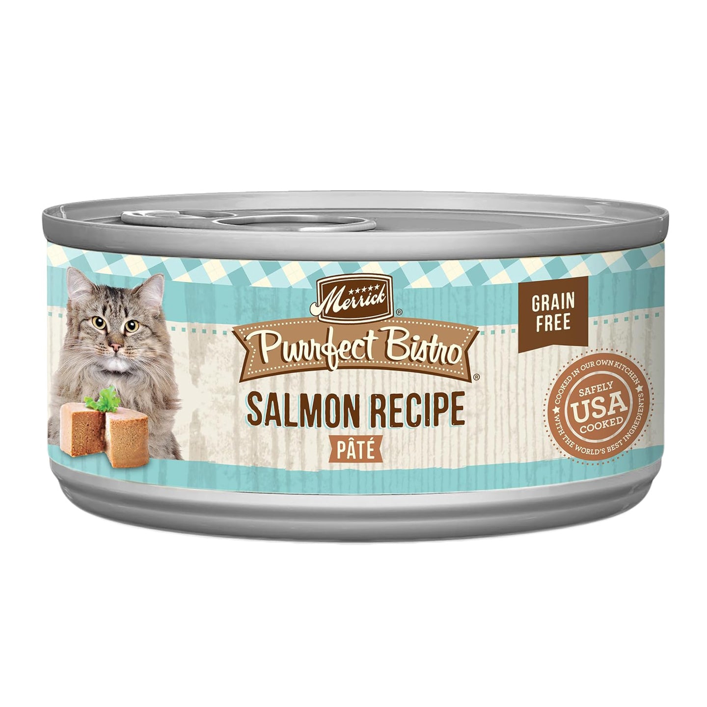 Merrick Purrfect Bistro Grain Free Premium Soft Canned Pate Adult Wet Cat Food, High Protein Salmon Recipe - (Pack of 24) 3 oz. Cans