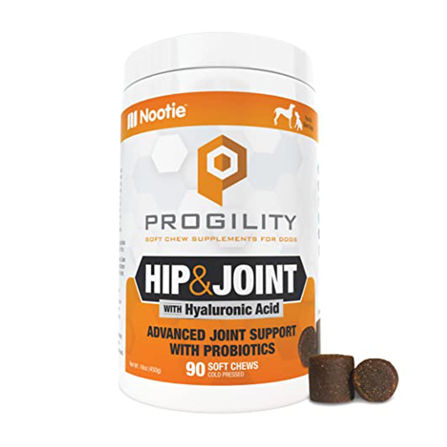 Nootie PROGILITY Daily Hip & Joint Chews for Dogs - Supports Joint Health, Joint Pain Relief, Helps Improve Mobility with Hyaluronic Acid, Glucosamine, Chondroitin, and MSM - For All Dog Sizes - 90 ct