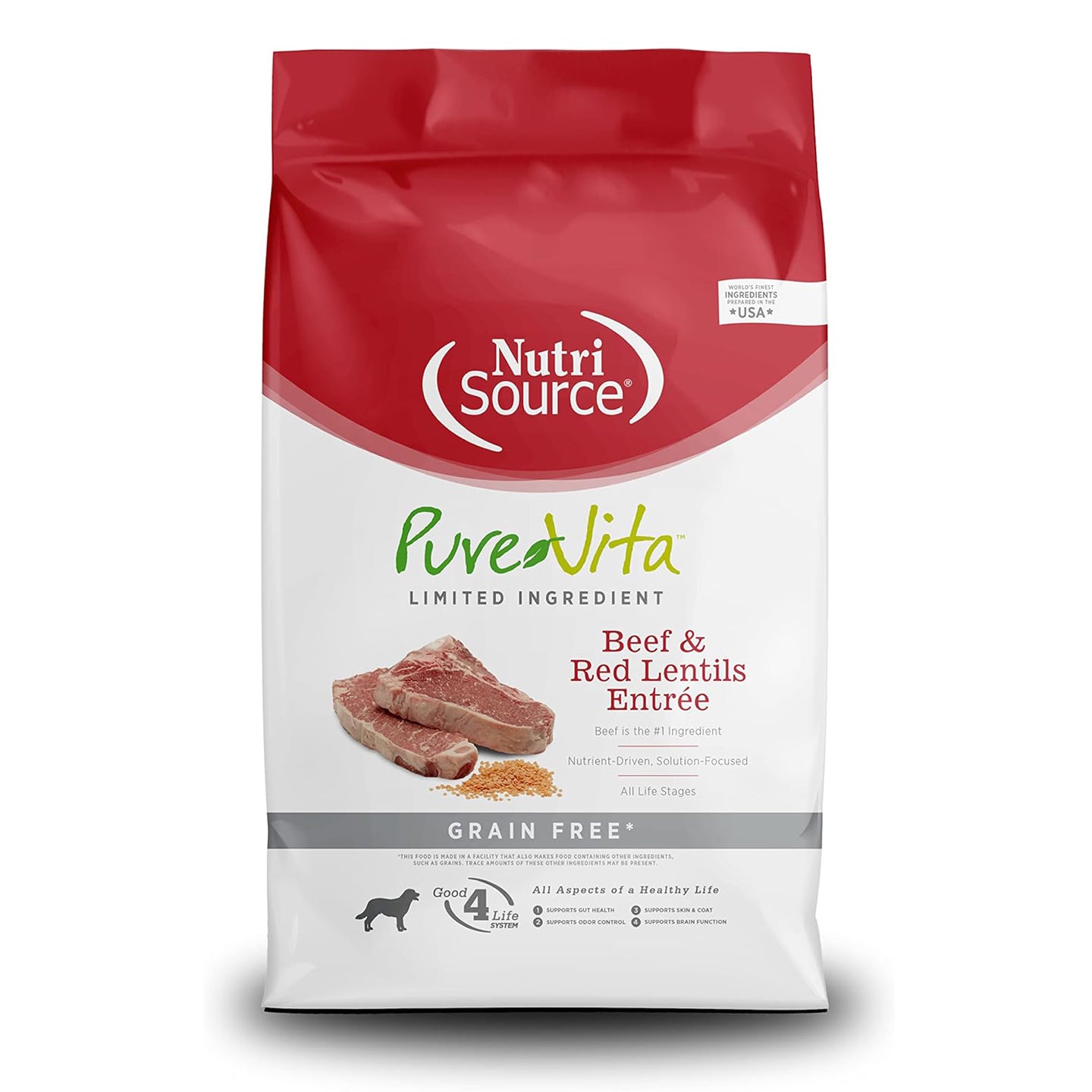 Nutri Source Pure Vita Grain Free Beef & Red Lentils, 15-Pound