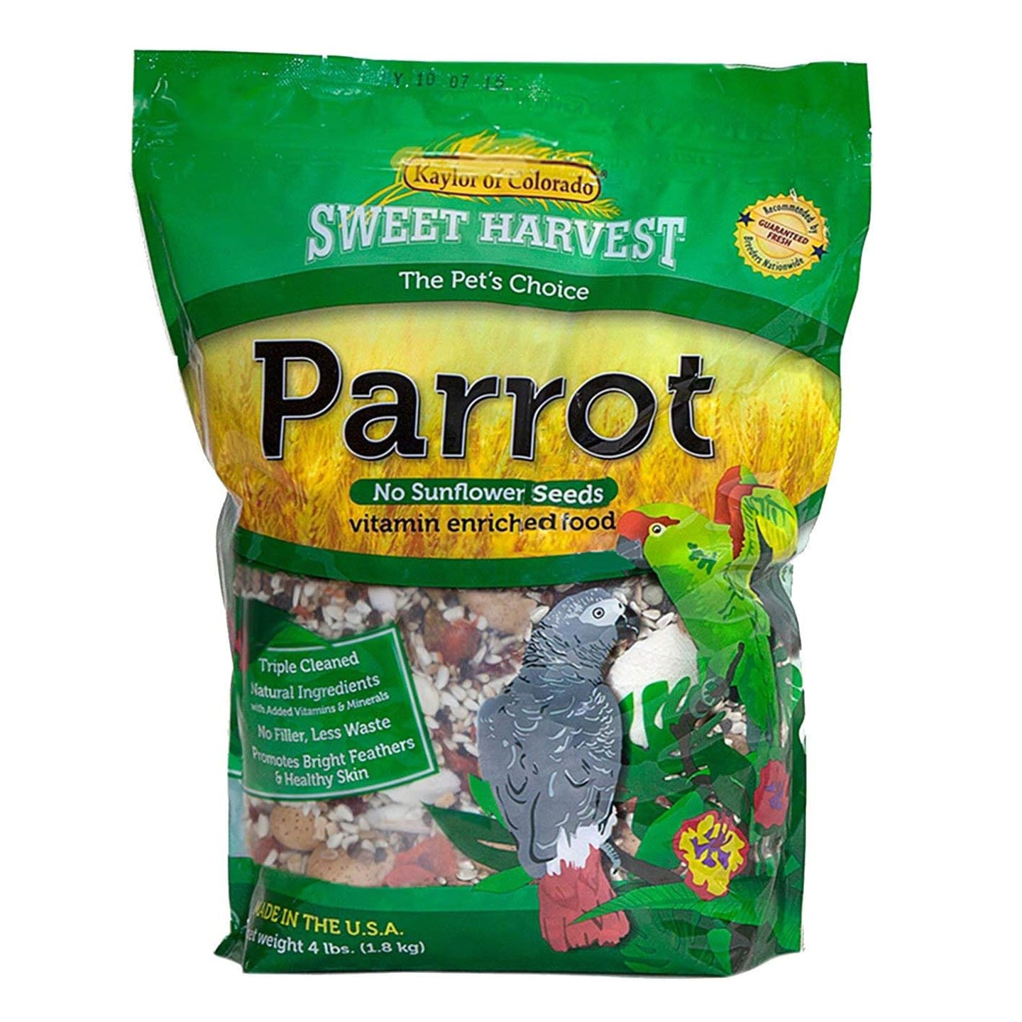 Sweet Harvest Parrot Bird Food (No Sunflower Seeds), 4 lbs Bag - Seed Mix for a Variety of Parrots