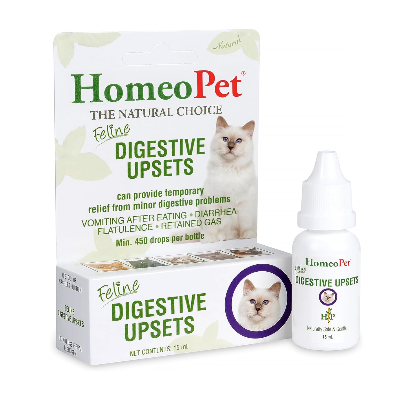 HomeoPet Feline Digestive Upsets, Natural Pet Digestive Support for Cats and Kittens, Safe and Natural Cat or Dog Medicine, 15 Milliliters