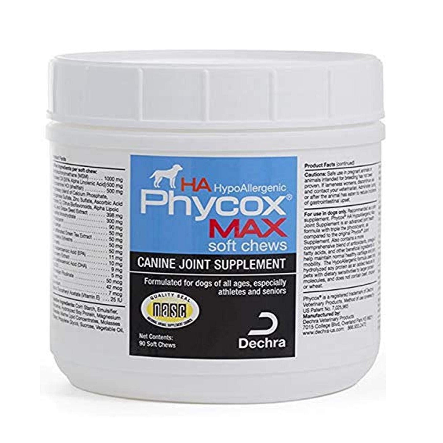 DechraSupply Phycox MAX Hypoallergenic (HA) Soft Chews, Joint Supplement for Dogs (90ct)